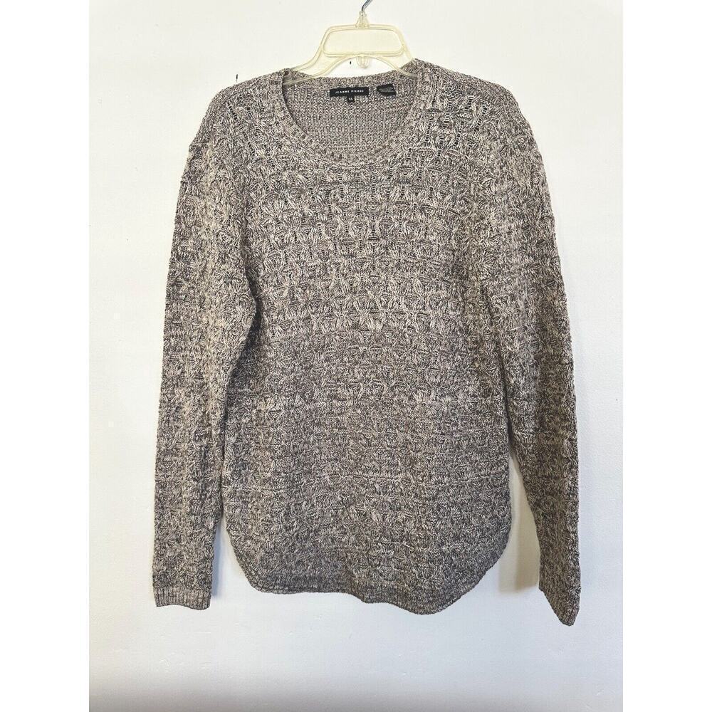 Jeanne Pierre Women's Cable Knit Cotton Crew Neck Pullover Sweater Size XL